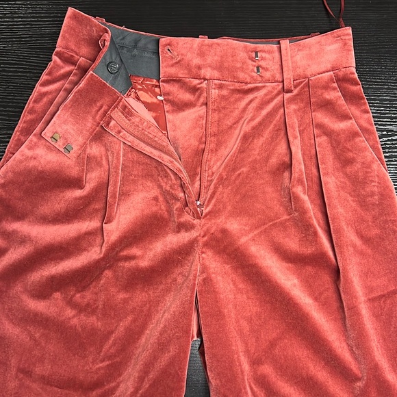 Banana Republic Red Pleated Slash Pocket Wide-Leg Pants Petite Size 4 - Picture 2 of 12